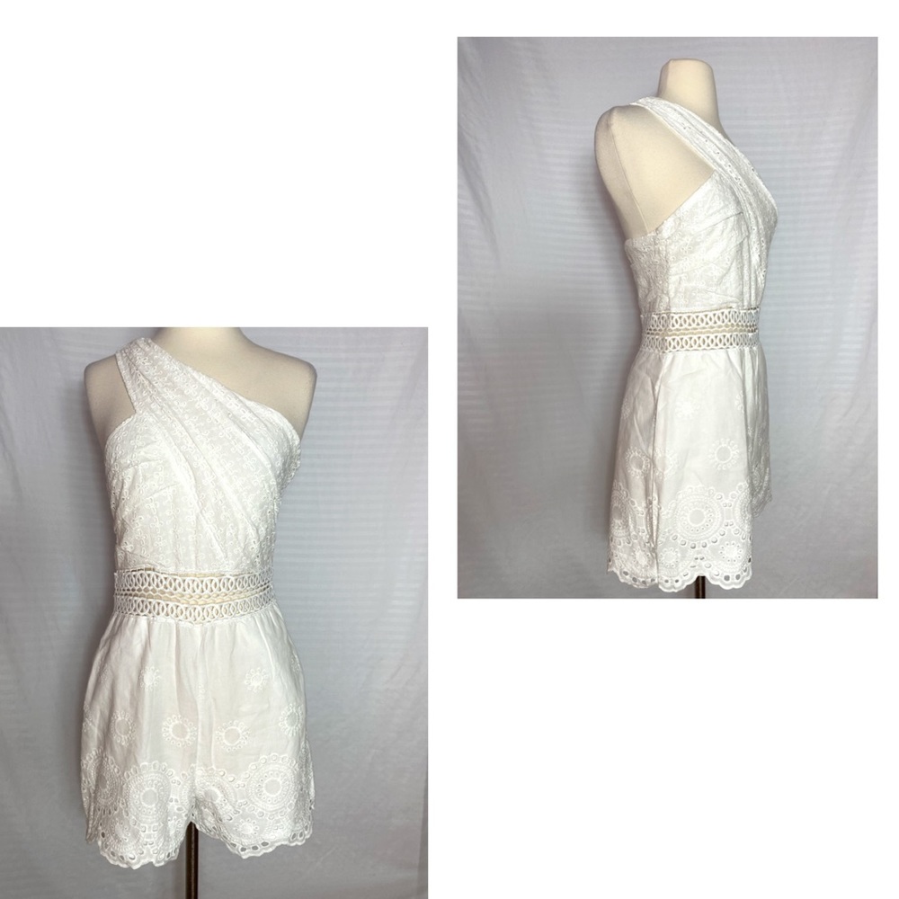 Endless Rose Romper Crochet Eyelet One Shoulder S